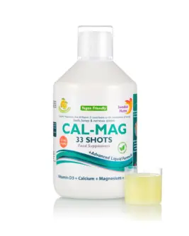 CAL-MAG Lichid – Calciu + Magneziu + Zinc + Vitamina D3 + Vitamina C – Produs Vegan – Sticlă cu 500 ml