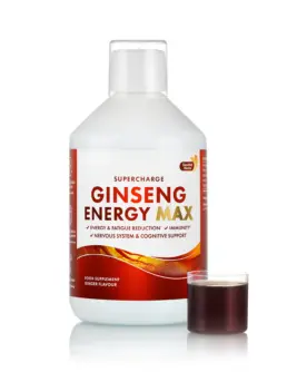 Ginseng Energy 2000 Mg cu Ginseng Siberian Panax Ginseng Ghimbir Vitamine – Energie si Vitalitate – Produs Vegan – Sticla cu 500 ml