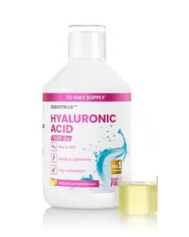 Acid Hialuronic Lichid cu 100 Mg per Doza Zilnică + Vitamina C + Siliciu – produs Vegan – Sticlă cu 500 ml