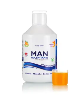 Multivitamine Lichide pentru Bărbați cu 147 Ingrediente Active: Vitamine + Minerale + Aminoacizi + Verdețuri – Sticlă cu 500 ml
