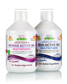 Pachet Multivitamine Lichide 50+ pentru Femei și Barbați peste 50 ani: Woman Active 50+ – Man Active 50+