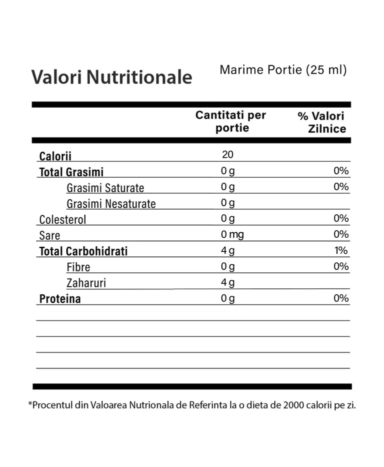 Ginseng Power Shots 20 fiole - Valori Nutritionale