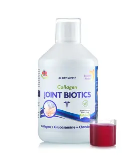 Colagen Joint Biotics - Lichid, Hidrolizat de Tip 1, 2 si 3 cu 5700 mg + Glucozamina+ Condroitina + MSM + Turmeric + Probiotice + Glutamina vegana + Vitaminele C, B1 si D3 - sticla cu 500 ml