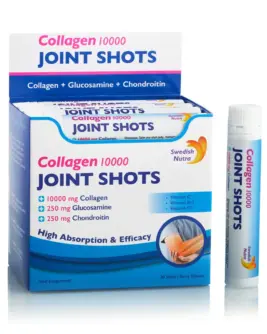 Joint Shots – 30 shots – Colagen lichid hidrolizat de tip 1, 2 și 3 cu 10.000mg + Glucozamină Sulfat + MSM + Condroitină + Turmeric + Ceai verde + Vitamina B12, C și D3