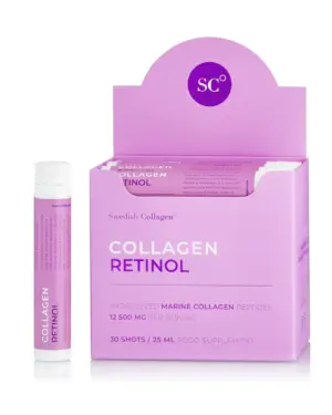 Colagen Retinol – 30 Shots – Colagen Marin Hidrolizat Lichid Tip 1 si 3 cu 12.500 mg + Retinol 800 mcg + Acid Hialuronic 75 mg + Biotina 5000 mcg + MSM 125 mg + Zinc 10 mg + Siliciu 25 mg + Vitamine