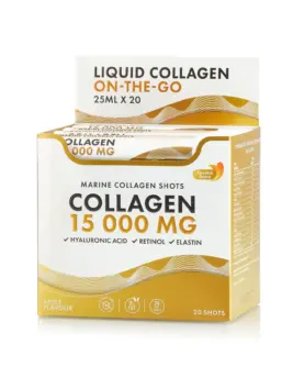 Colagen 15.000 mg – Colagen Marin Hidrolizat Lichid Tip 1 si 3 - Cutie cu 20 Fiole