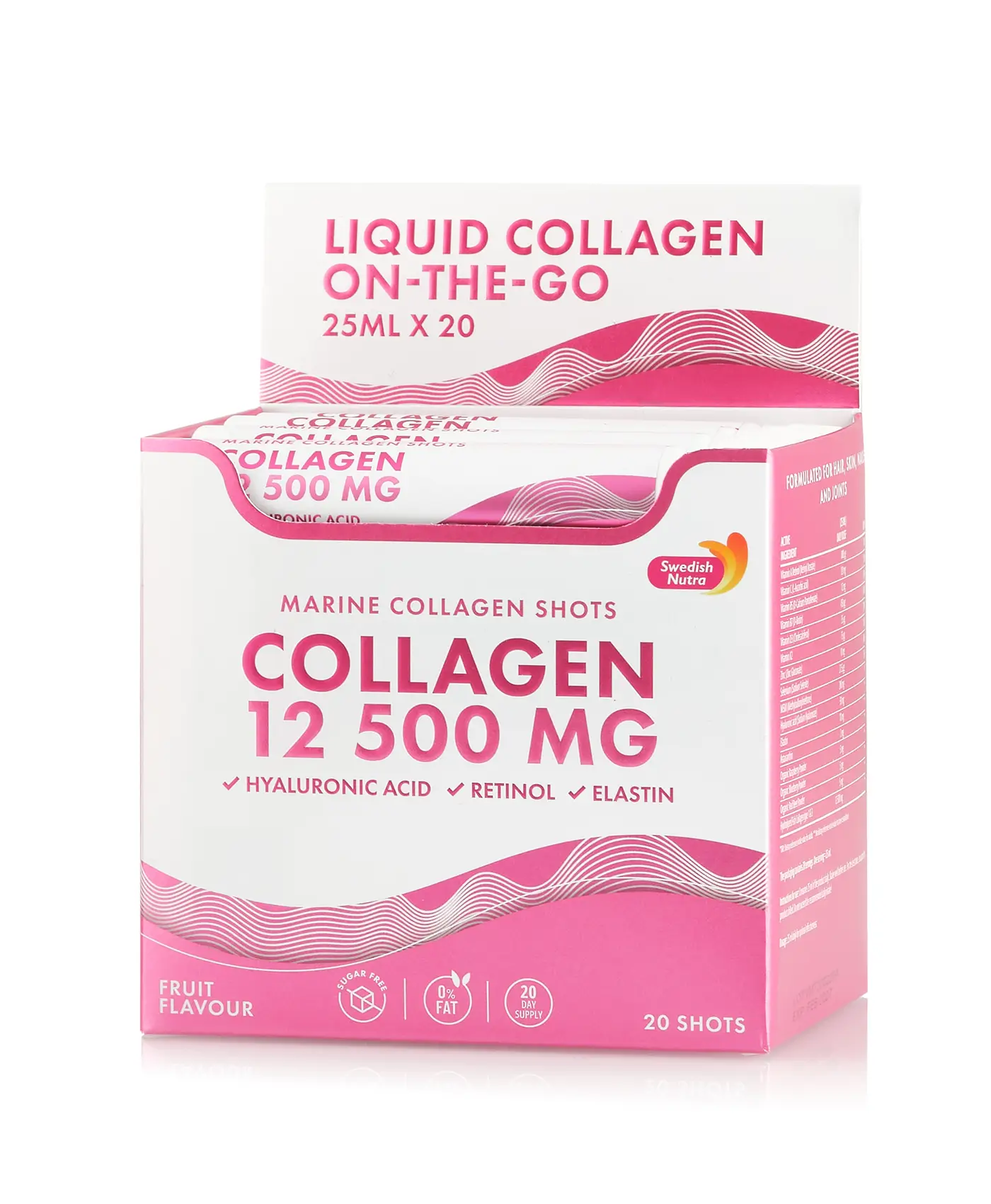 Colagen Marin Hidrolizat Lichid cu 12.500 mg - Cutie cu 20 Fiole