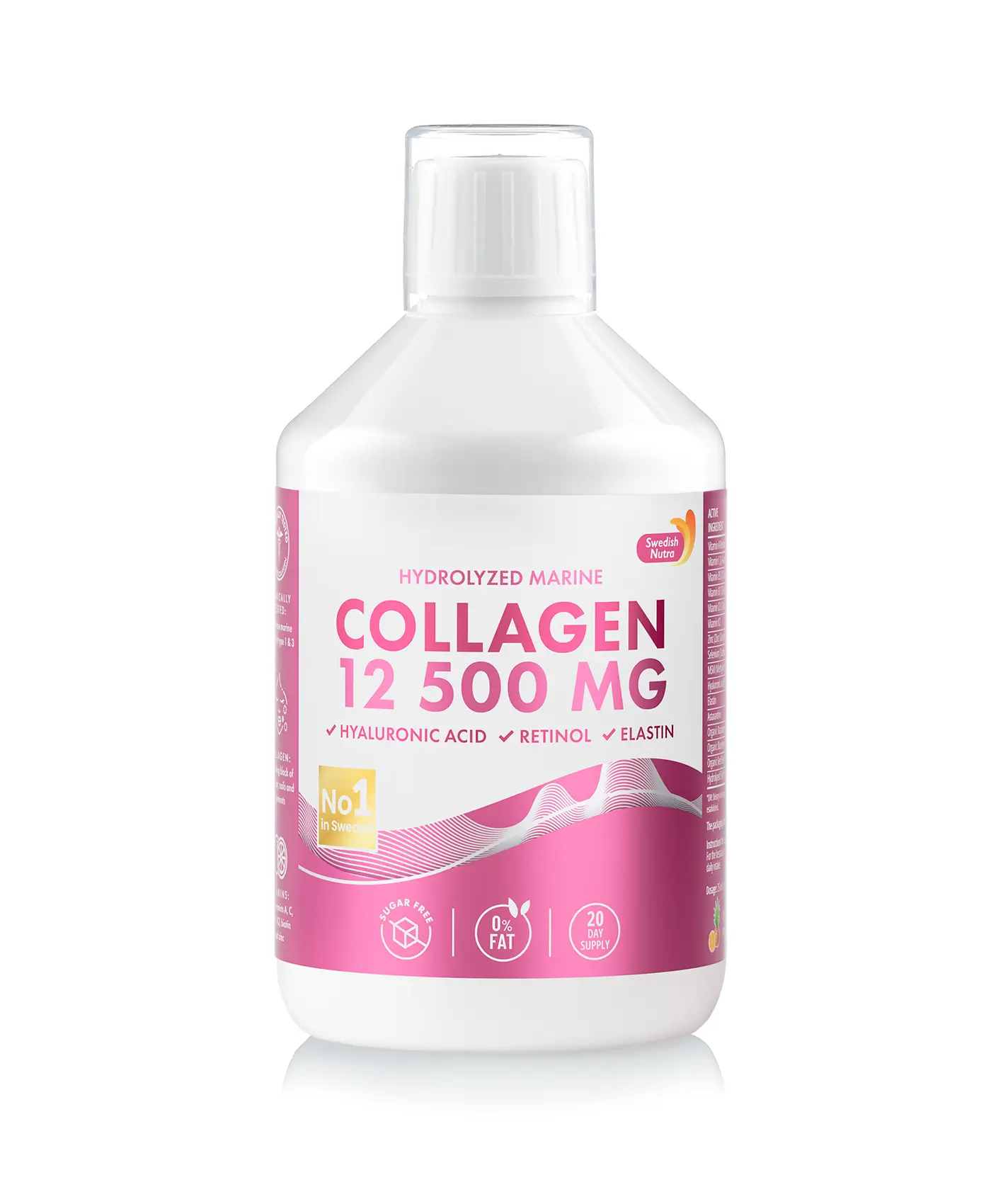 Colagen Marin Lichid 12.500 mg cu Acid Hialuronic, Retinol si Elastina – Sticla 500 ml