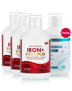 Pachet Fier & Magneziu – 3 sticle × Fier Lichid + Cadou Magneziu Essentials 500 ml